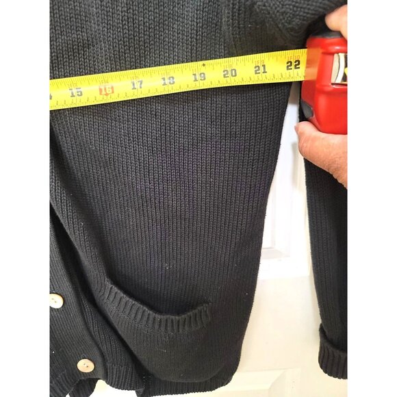 Preview Basics Y2k Black Cardigan Women's XL Ribbed Design Button Closure - Picture 9 of 14